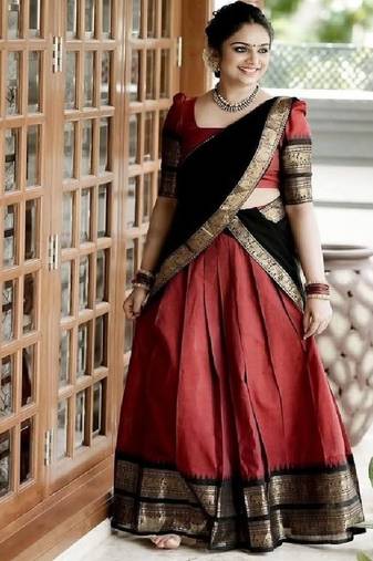 Marron Silk Zari Lehenga with Banarasi Silk Dupatta