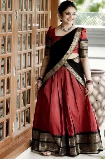 Marron Silk Zari Lehenga with Banarasi Silk Dupatta