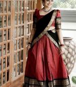 Marron Silk Zari Lehenga with Banarasi Silk Dupatta