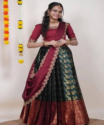 Green Silk Zari Lehenga with Banarasi Silk Dupatta 2