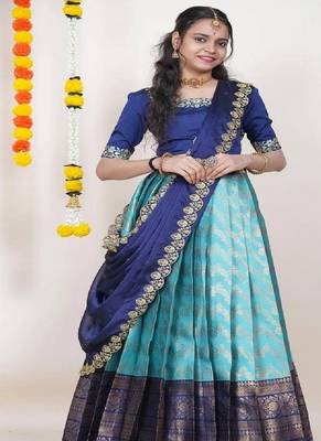 Blue Silk Zari Lehenga with Banarasi Silk Dupatta 1