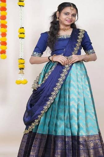 Blue Silk Zari Lehenga with Banarasi Silk Dupatta