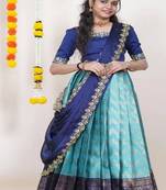 Blue Silk Zari Lehenga with Banarasi Silk Dupatta
