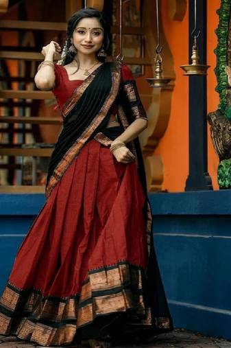 Maroon Silk Zari Lehenga with Banarasi Silk Dupatta