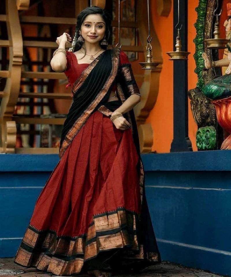 Maroon Silk Zari Lehenga with Banarasi Silk Dupatta