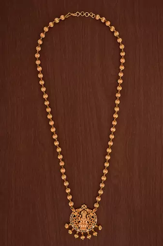 Golden nellikkai mala Medium length with Laxmi pendant temple jewellery one gram gold No.1395