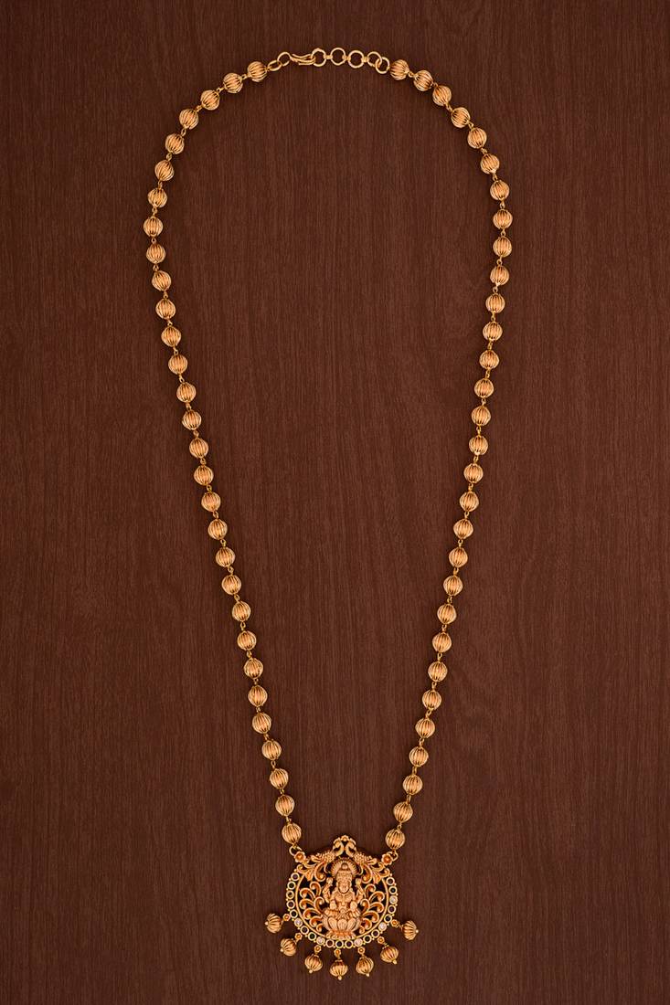 Golden nellikkai mala Medium length with Laxmi pendant temple jewellery one gram gold No.1395