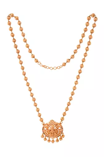 Golden nellikkai mala Medium length with Laxmi pendant temple jewellery one gram gold No.1395