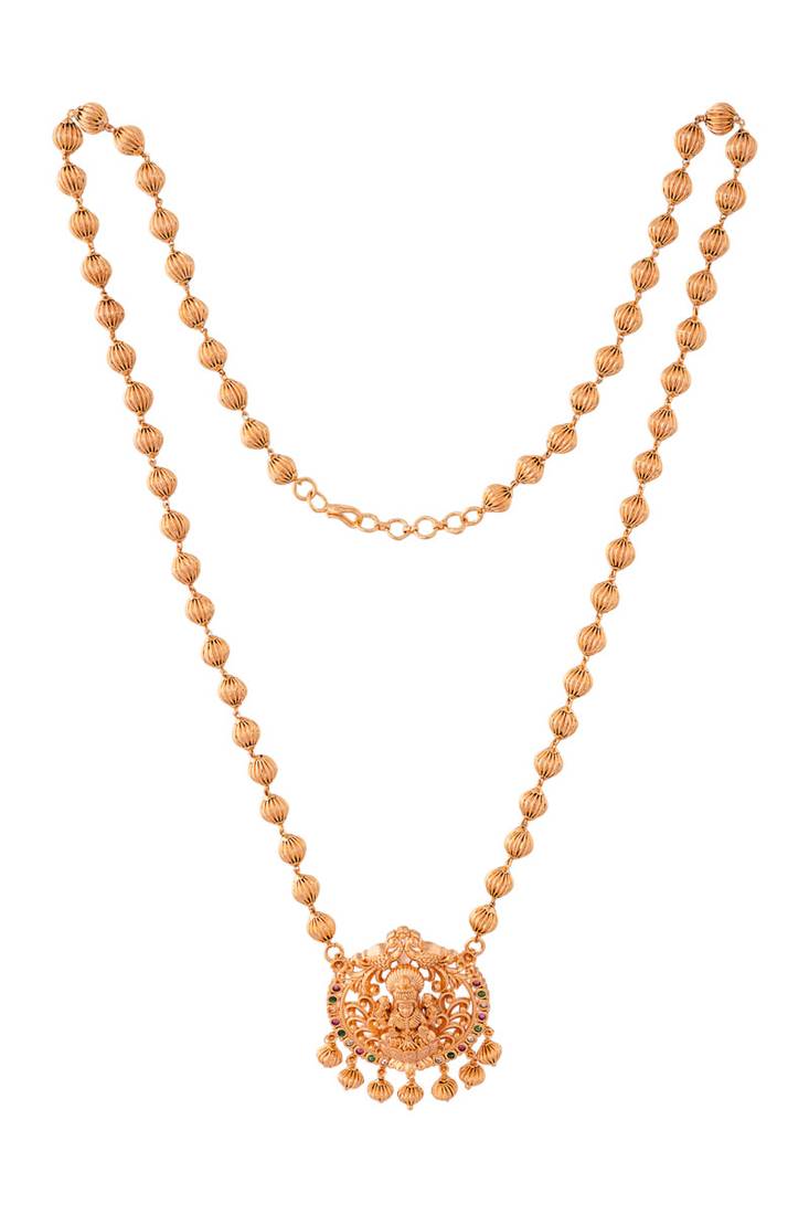 Golden nellikkai mala Medium length with Laxmi pendant temple jewellery one gram gold No.1395