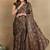 Mirchi fashion women's coffee brown floral printed chiffon saree with unstitched blouse piece