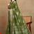 Mirchi fashion women's green floral printed cotton silk,silk blend saree with unstitched blouse piece
