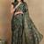 Mirchi fashion women's green floral printed chiffon saree with unstitched blouse piece