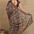 Mirchi fashion women's coffee brown floral printed chiffon saree with unstitched blouse piece