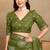 Mirchi fashion women's green floral printed cotton silk,silk blend saree with unstitched blouse piece