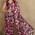 Mirchi fashion women's red floral printed chiffon saree with unstitched blouse piece