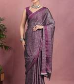 Mirchi fashion women's magenta floral printed chiffon saree with unstitched blouse piece