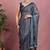 Mirchi fashion women's blue floral printed chiffon saree with unstitched blouse piece