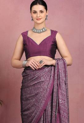 Mirchi fashion women's magenta floral printed chiffon saree with unstitched blouse piece 5