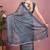 Mirchi fashion women's blue floral printed chiffon saree with unstitched blouse piece
