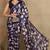 Mirchi fashion women's purple floral printed chiffon saree with unstitched blouse piece
