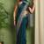 Mirchi fashion women's teal paisley kalamkari print chiffon saree with unstitched blouse piece