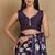 Mirchi fashion women's purple floral printed chiffon saree with unstitched blouse piece