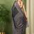 Mirchi fashion women's black paisley kalamkari print chiffon saree with unstitched blouse piece