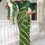 Mirchi fashion women's green striped,leheriya print chiffon saree with unstitched blouse piece