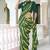 Mirchi fashion women's green striped,leheriya print chiffon saree with unstitched blouse piece
