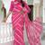 Mirchi fashion women's pink striped,leheriya print chiffon saree with unstitched blouse piece