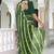 Mirchi fashion women's green striped,leheriya print chiffon saree with unstitched blouse piece