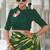 Mirchi fashion women's green striped,leheriya print chiffon saree with unstitched blouse piece