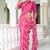 Mirchi fashion women's pink striped,leheriya print chiffon saree with unstitched blouse piece