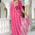 Mirchi fashion women's pink striped,leheriya print chiffon saree with unstitched blouse piece