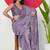 Mirchi fashion women's purple geometric print chiffon saree with unstitched blouse piece