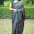 Mirchi fashion women's blue ajrakh printed chiffon saree with unstitched blouse piece