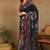 Mirchi fashion women's black madhubani,ethnic printed viscose cotton saree with unstitched blouse piece