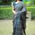 Mirchi fashion women's blue ajrakh printed chiffon saree with unstitched blouse piece