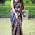 Mirchi fashion women's blue ajrakh printed chiffon saree with unstitched blouse piece