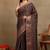 Mirchi fashion women's coffee brown floral printed cotton silk,silk blend saree with unstitched blouse piece