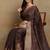 Mirchi fashion women's coffee brown floral printed cotton silk,silk blend saree with unstitched blouse piece