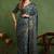 Mirchi fashion women's teal block print cotton silk,silk blend saree with unstitched blouse piece