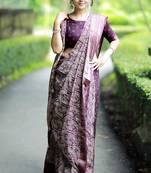 Mirchi fashion women's wine paisley zari border cotton silk,silk blend saree with unstitched blouse piece