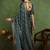 Mirchi fashion women's teal block print cotton silk,silk blend saree with unstitched blouse piece