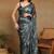 Mirchi fashion women's green floral printed chiffon saree with unstitched blouse piece
