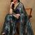 Mirchi fashion women's green floral printed chiffon saree with unstitched blouse piece
