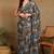 Mirchi fashion women's taupe floral printed chiffon saree with unstitched blouse piece