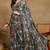 Mirchi fashion women's taupe floral printed chiffon saree with unstitched blouse piece