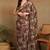 Mirchi fashion women's brown floral printed chiffon saree with unstitched blouse piece