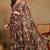 Mirchi fashion women's brown floral printed chiffon saree with unstitched blouse piece